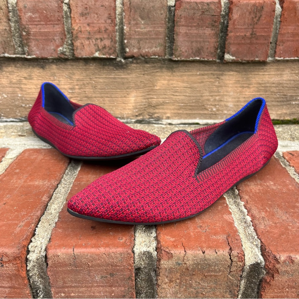 Rothy's RARE Limited Edition The Point Loafer Scarlet Tweed Red Flats Size 7.5